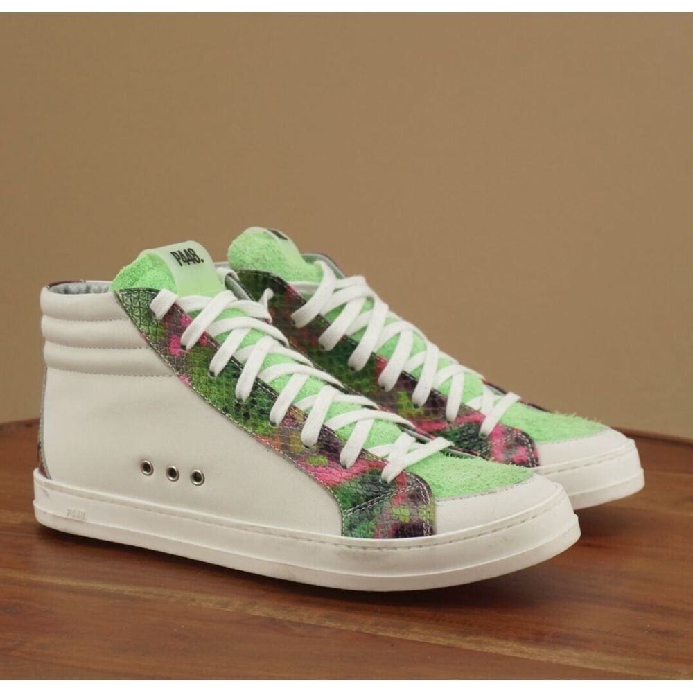 P448 Green High-Top Sneakers with Floral Accents
